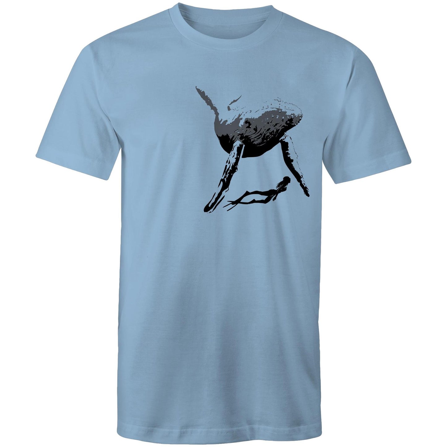 Ripley men’s T-shirt by Ollianna of Brisbane. The image, capturing a magnificent humpback whale, celebrates the profound connection we have with earth’s majestic creatures.