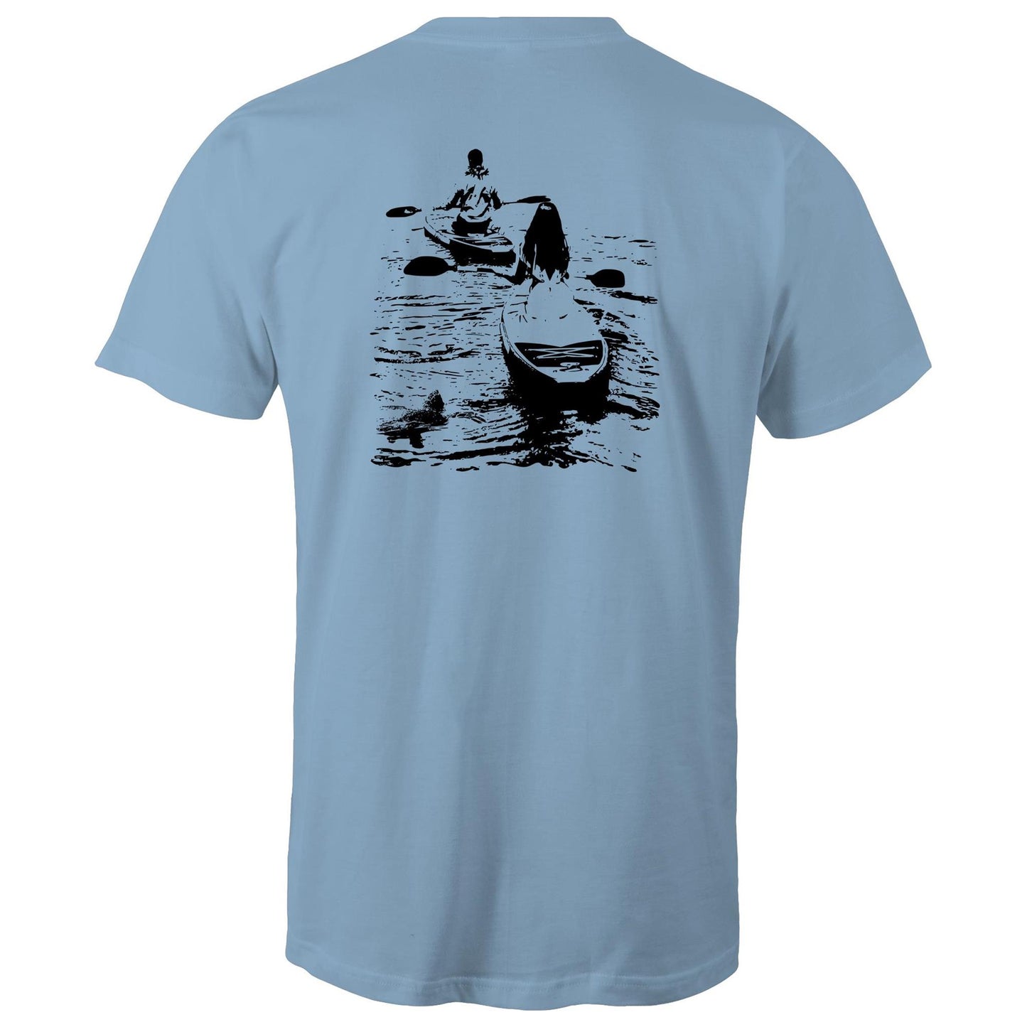 Kaneohe Couple men’s T-shirt by Ollianna of Brisbane. A symbol of unity, adventure and a shared love for nature. A wedding couple paddle board in the pristine Kaneohe Bay accompanied by a curious sea turtle.