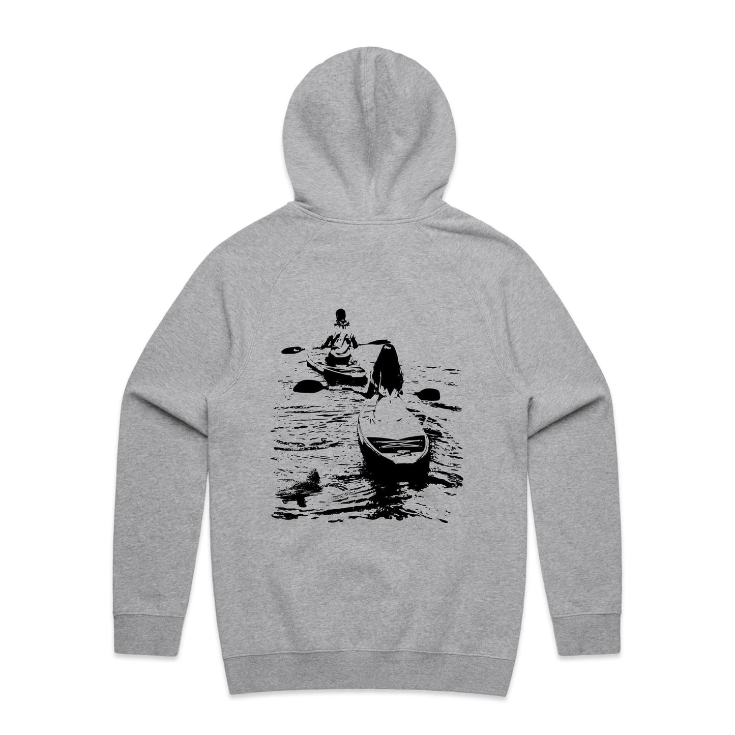 Kaneohe Couple hoodie by Ollianna of Brisbane. A symbol of unity, adventure and a shared love for nature. A wedding couple paddle board in the pristine waters of Kaneohe Bay, Hawaii, accompanied by a curious sea turtle.