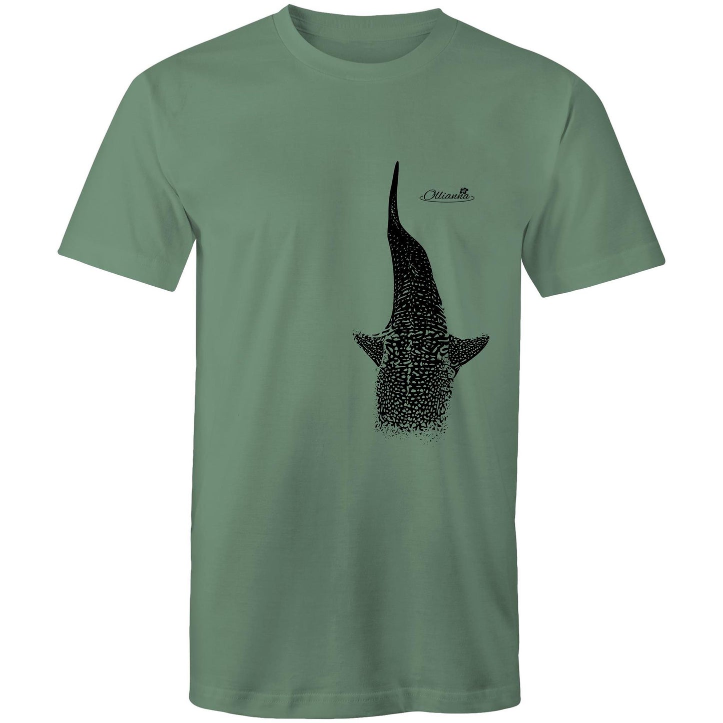 Whale Shark men’s T-shirt by Ollianna of Brisbane. Capturing the soothing calmness of this gentle giant of the ocean, this tee features the whale shark.