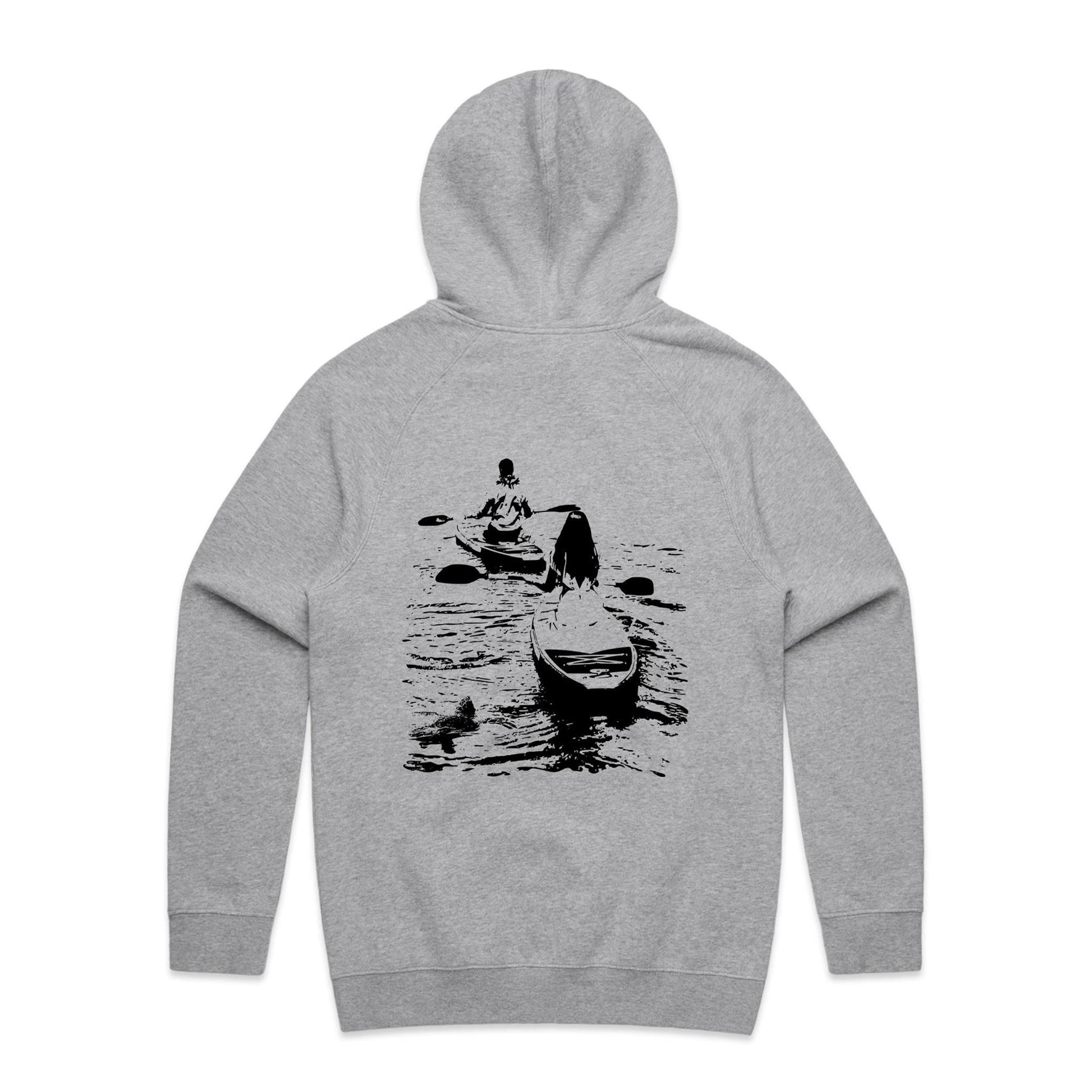 Kaneohe Couple hoodie by Ollianna of Brisbane. A symbol of unity, adventure and a shared love for nature. A wedding couple paddle board in the pristine waters of Kaneohe Bay, Hawaii, accompanied by a curious sea turtle.